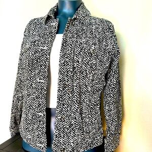 Charter club blazer jacket. Soft corduroy. Black and white print. Preloved .